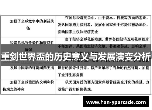 重剑世界盃的历史意义与发展演变分析